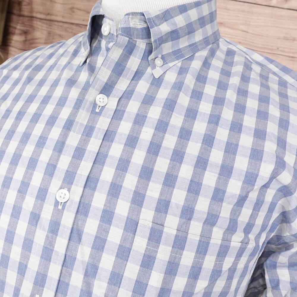 J CREW SLIM‎ FIT BLUE CHECK LONG SLEEVE BUTTON DOWN SHIRT MENS SIZE XL - Picture 2 of 6